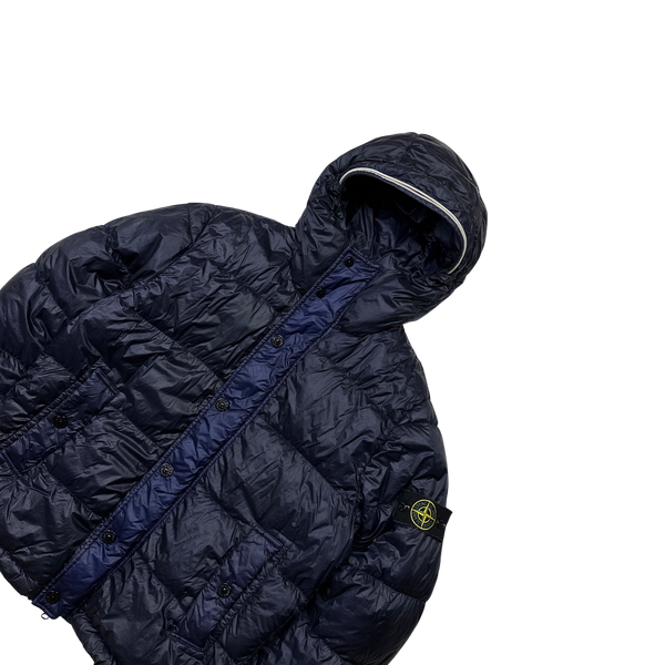 Stone Island Navy Blue Garment Dyed Puffer Jacket - Large