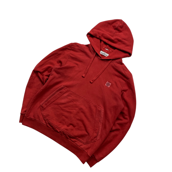 Stone Island Red Patch Pullover Hoodie - XL