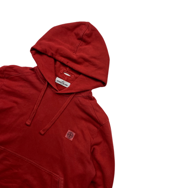 Stone Island Red Patch Pullover Hoodie - XL