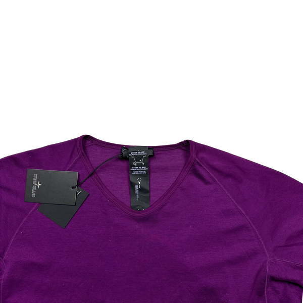 Stone Island Purple Mesh Cotton T Shirt - XL