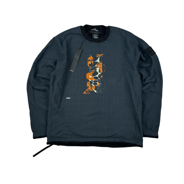 Stone Island 2022 Shadow Project Graphic Print Soft Cotton Crewneck - Small