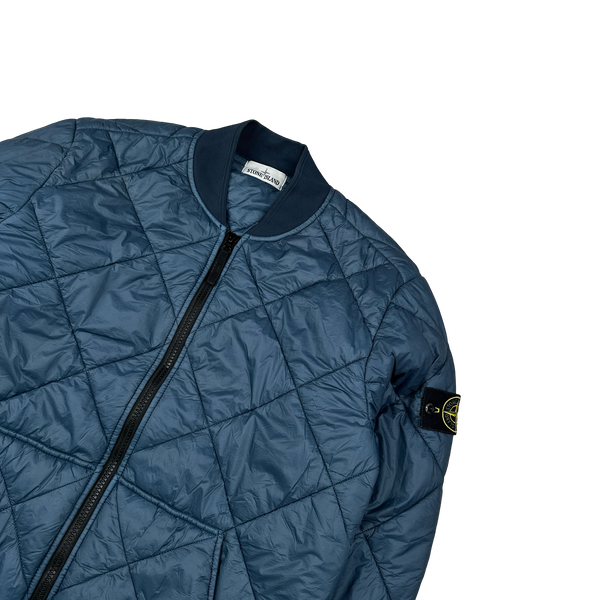 Stone Island 2018 Petrol Blue Garment Dyed Quilted Micro Yarn Jacket - Large