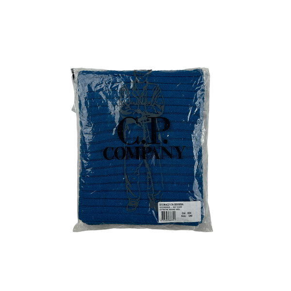 CP Company Blue Ribbed Wool Knitted Scarf