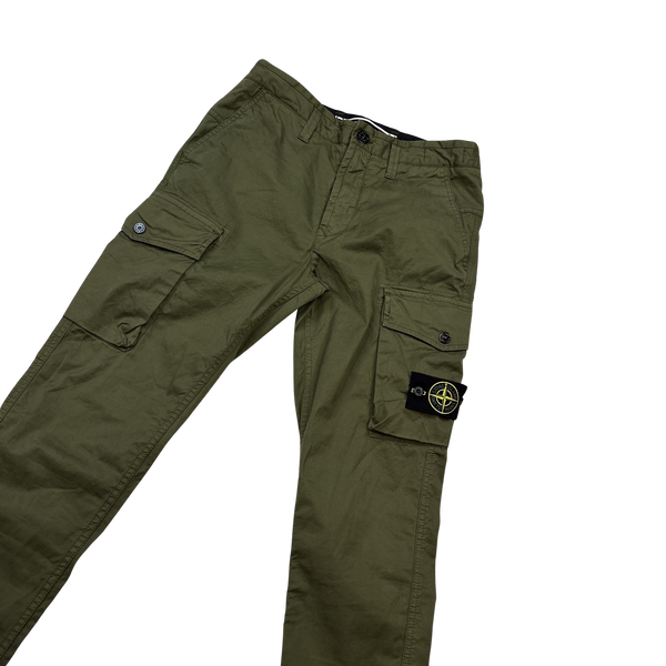 Stone Island Slim Fit Khaki Cargo Trousers - 28"