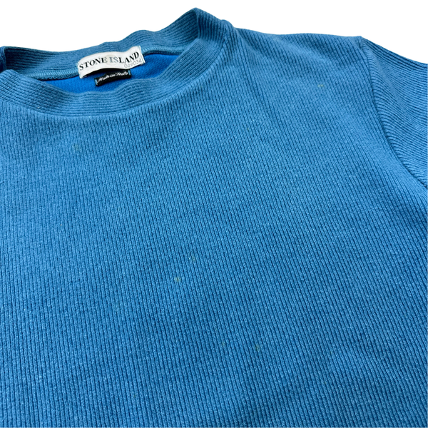 CP Company 2000 Boxy Fit Wool Blend Blue Crewneck Jumper - Small