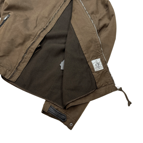 CP Company 2005 Brown Leather Detailed Goggle Jacket - XXL