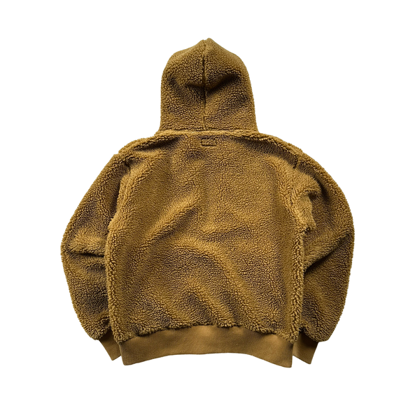 Stussy Teddy Fleece Zipped Hooded Spellout Jumper - Medium