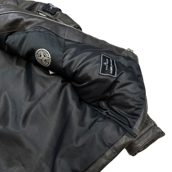 Stone island leather deals down jacket