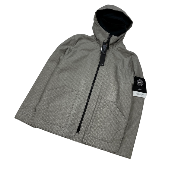 Stone Island 2022 Beige Needle Punched Reflective Balaclava Jacket