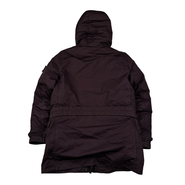 Stone Island 2015 Burgundy David TC Shearling Hood Down Lined Winter Jacket - Small