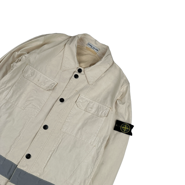 Stone Island 2006 Cream Cotton Reflective Overshirt Large Mat s Island