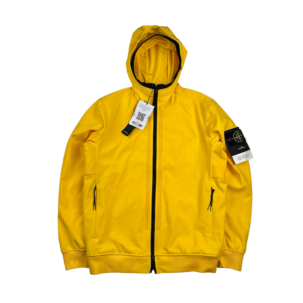 Stone Island 2022 Yellow Soft Shell R E Dye Tech Jacket - Medium