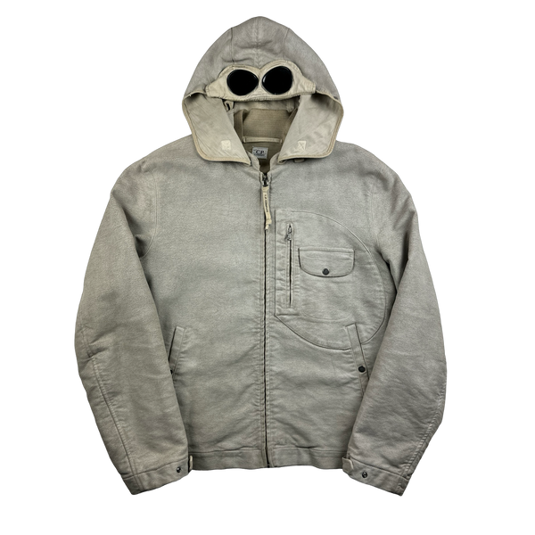 CP Company 2004 Vintage Cream Hand Painted Mole Skin Archive Goggle Jacket - XL