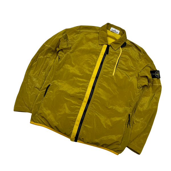 Stone Island Yellow Shimmer Nylon Metal Overshirt - Large