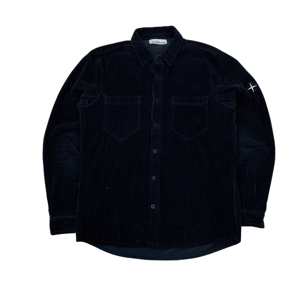 Stone Island 2019 Navy Jumbo Corduroy Overshirt - Small