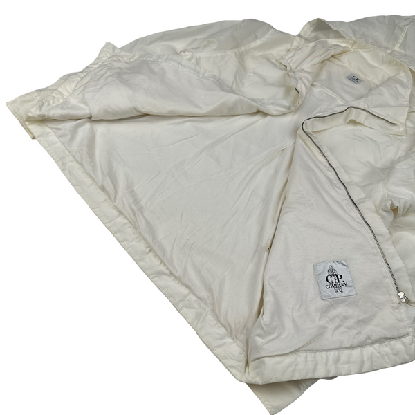 CP Company 2001 Vintage White Nylon Badge Zipped Hooded Jacket - Small