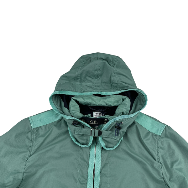 CP Company Turquoise Removable Hood Neck Tag Jacket - Large