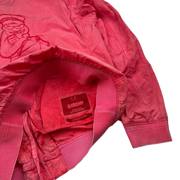 CP Company Pink Limited Edition Comics & Cars Chrome Nylon Bomber Jacket - Large