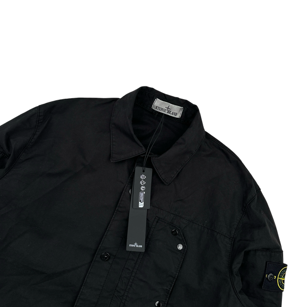 Stone Island 2024 Black Cotton Twill Overshirt - Small