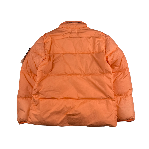Stone Island 2022 Orange Crinkle R-NY Down Puffer Jacket - Medium