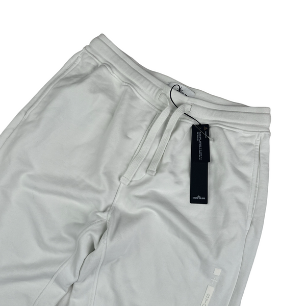 Stone Island 2022 White Spellout Tracksuit Bottoms - Medium