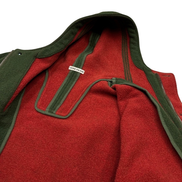 Stone Island 1988 Green And Red Montgomery Duffle Coat - Large