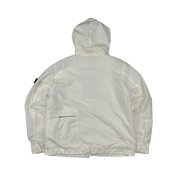 CP Company 2001 Vintage White Nylon Badge Zipped Hooded Jacket - Small