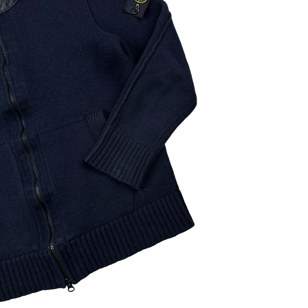 Stone Island 2013 Navy Thick Knitted Wool Nylon Hood Jumper - Small