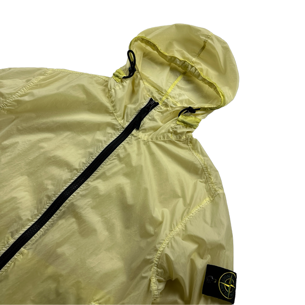 Stone Island Yellow Lamy Velour Hooded Jacket - Medium