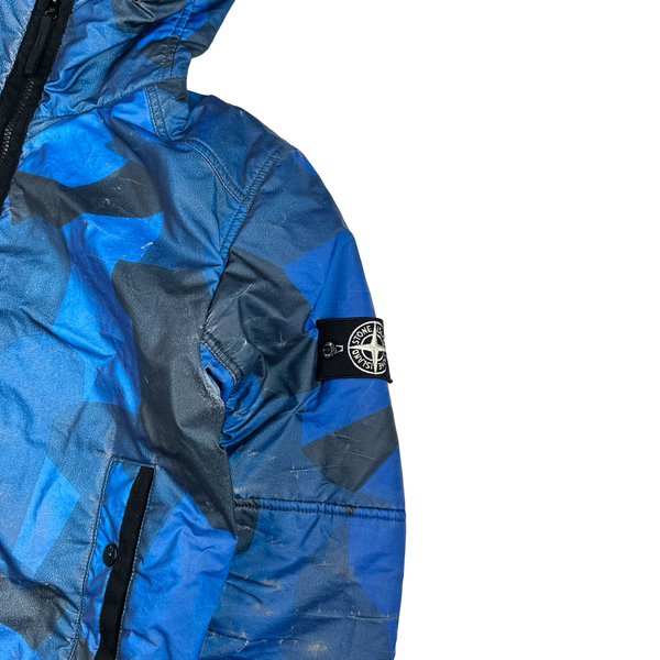 Stone Island 2012 Blue Fleece Lined 30th Anni Camo Reflective Jacket - Large