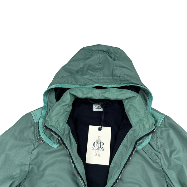 CP Company Turquoise Removable Hood Neck Tag Jacket - Large