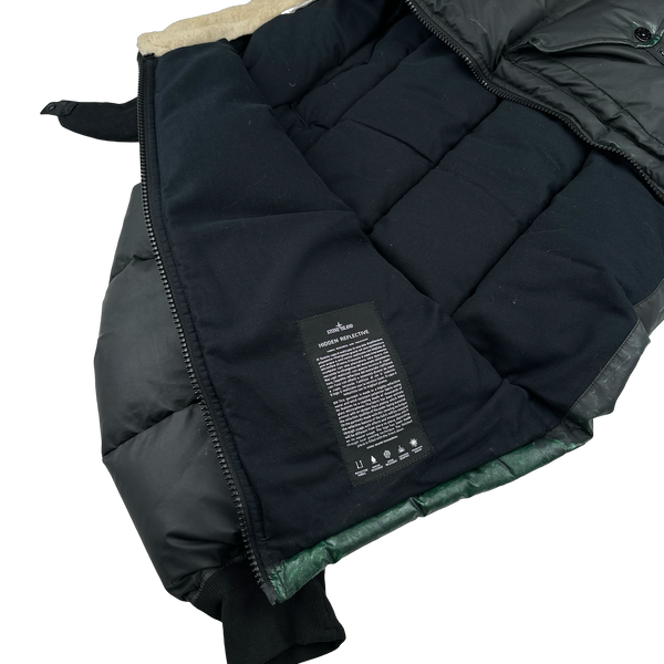 Stone Island 2015 Green Hidden Reflective Spellout Puffer Jacket - XL