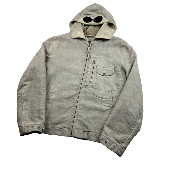 CP Company 2004 Vintage Cream Hand Painted Mole Skin Archive Goggle Jacket - XL