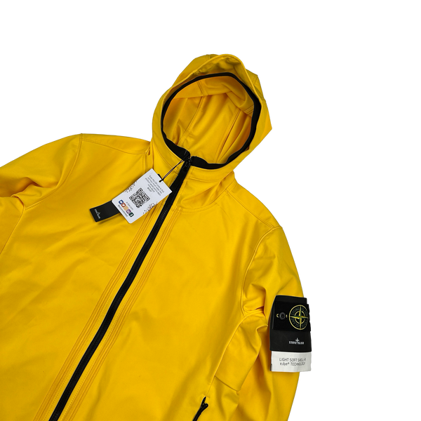 Stone Island 2022 Yellow Soft Shell R E Dye Tech Jacket - Medium