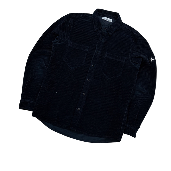 Stone Island 2019 Navy Jumbo Corduroy Overshirt - Small