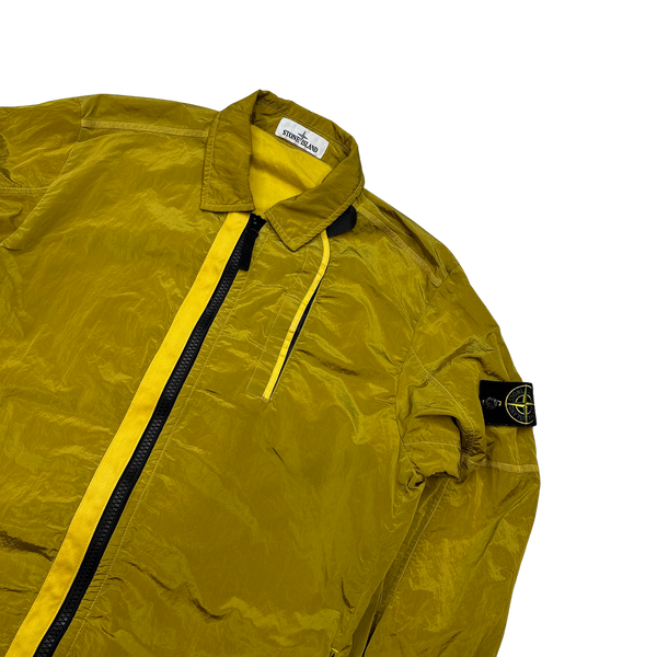 Stone Island Yellow Shimmer Nylon Metal Overshirt - Large