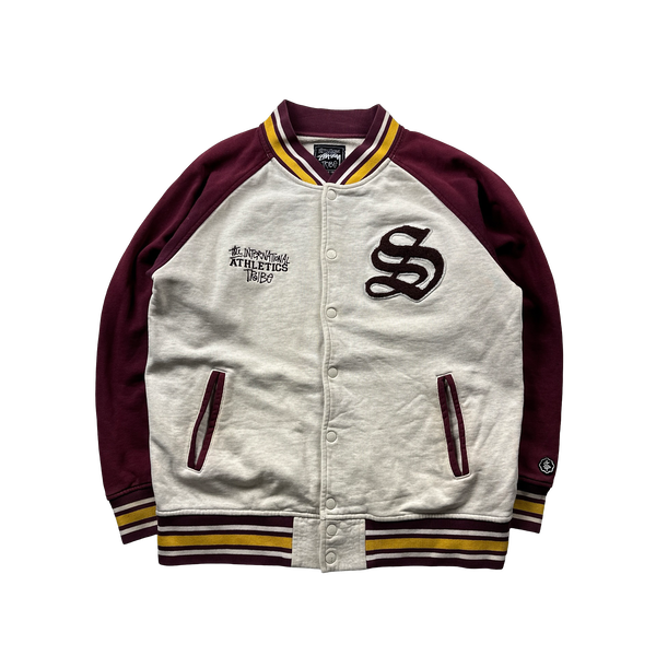 Stussy Red Patched Varsity Jacket - Large