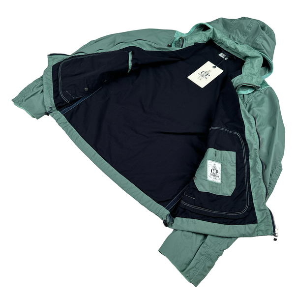CP Company Turquoise Removable Hood Neck Tag Jacket - Large