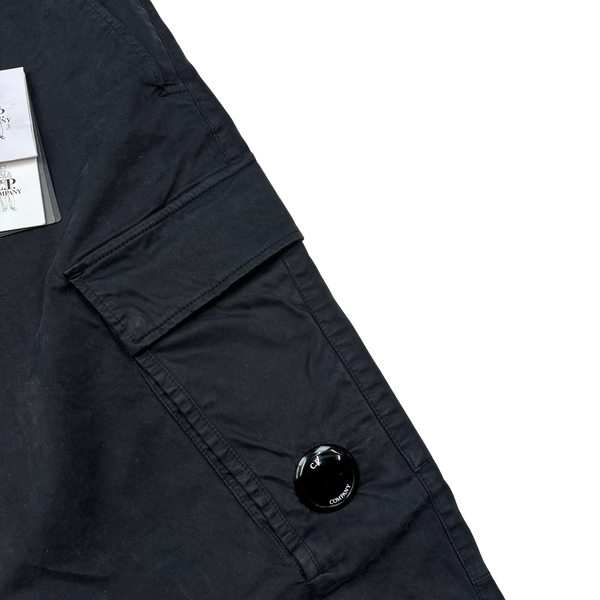 CP Company Black Cotton Loose Fit Cargo Trousers - 36"