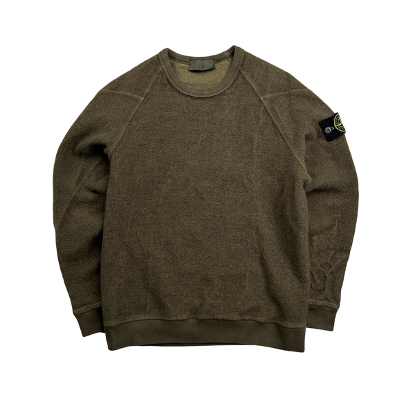 Stone Island 2020 Khaki Wool Ghost Crewneck Sweatshirt - XL