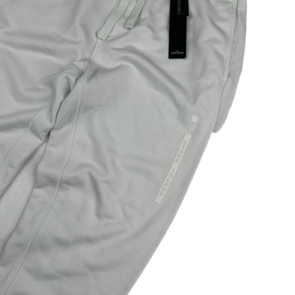 Stone Island 2022 White Spellout Tracksuit Bottoms - Medium