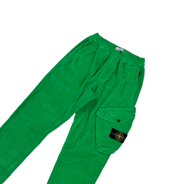 Stone Island 2021 Green Jumbo Corduroy Cargo Trousers - 30"