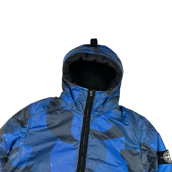 Stone Island 2012 Blue Fleece Lined 30th Anni Camo Reflective Jacket - Large