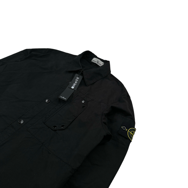 Stone Island 2024 Black Cotton Twill Overshirt - Small