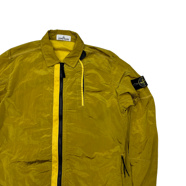 Stone Island Yellow Shimmer Nylon Metal Overshirt - Large