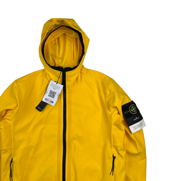 Stone Island 2022 Yellow Soft Shell R E Dye Tech Jacket - Medium