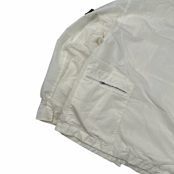 CP Company 2001 Vintage White Nylon Badge Zipped Hooded Jacket - Small