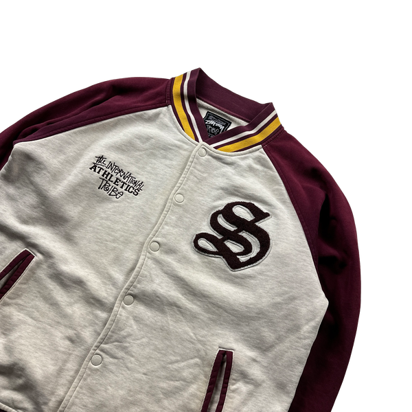 Stussy Red Patched Varsity Jacket - Large