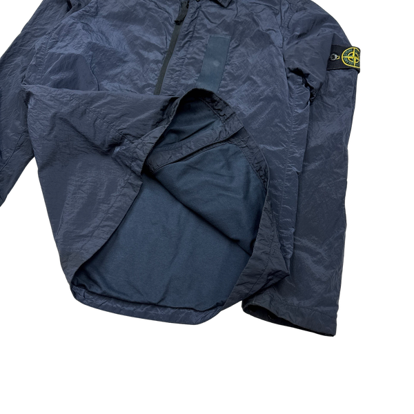 Stone Island Navy Nylon Metal Shimmer Overshirt - Small