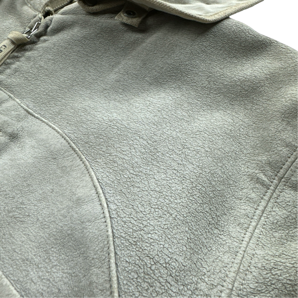 CP Company 2004 Vintage Cream Hand Painted Mole Skin Archive Goggle Jacket - XL